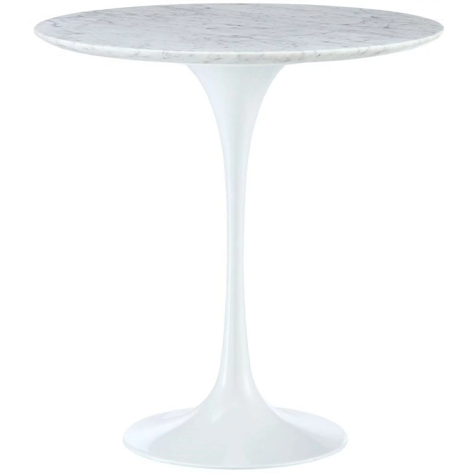 Hawthorne Collections Round Modern Marble End Table in White