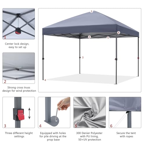 ABCCANOPY Pop Up Canopy - Outdoor Patio Portable Canopy Tent Heavy Duty for Backyard and Deck with 4 Sandbags(White, 10x10)