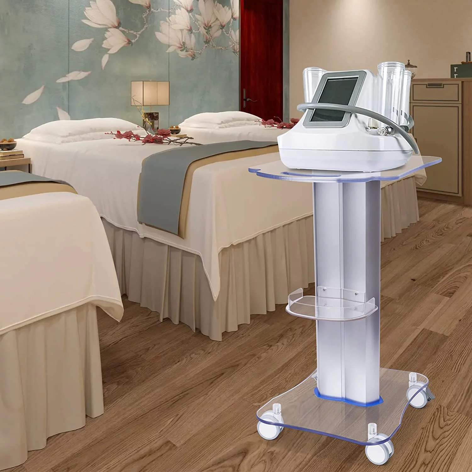 MIDUO 3-Tiers Beauty Salon Machine Stand Rolling Cart Beauty Trolley