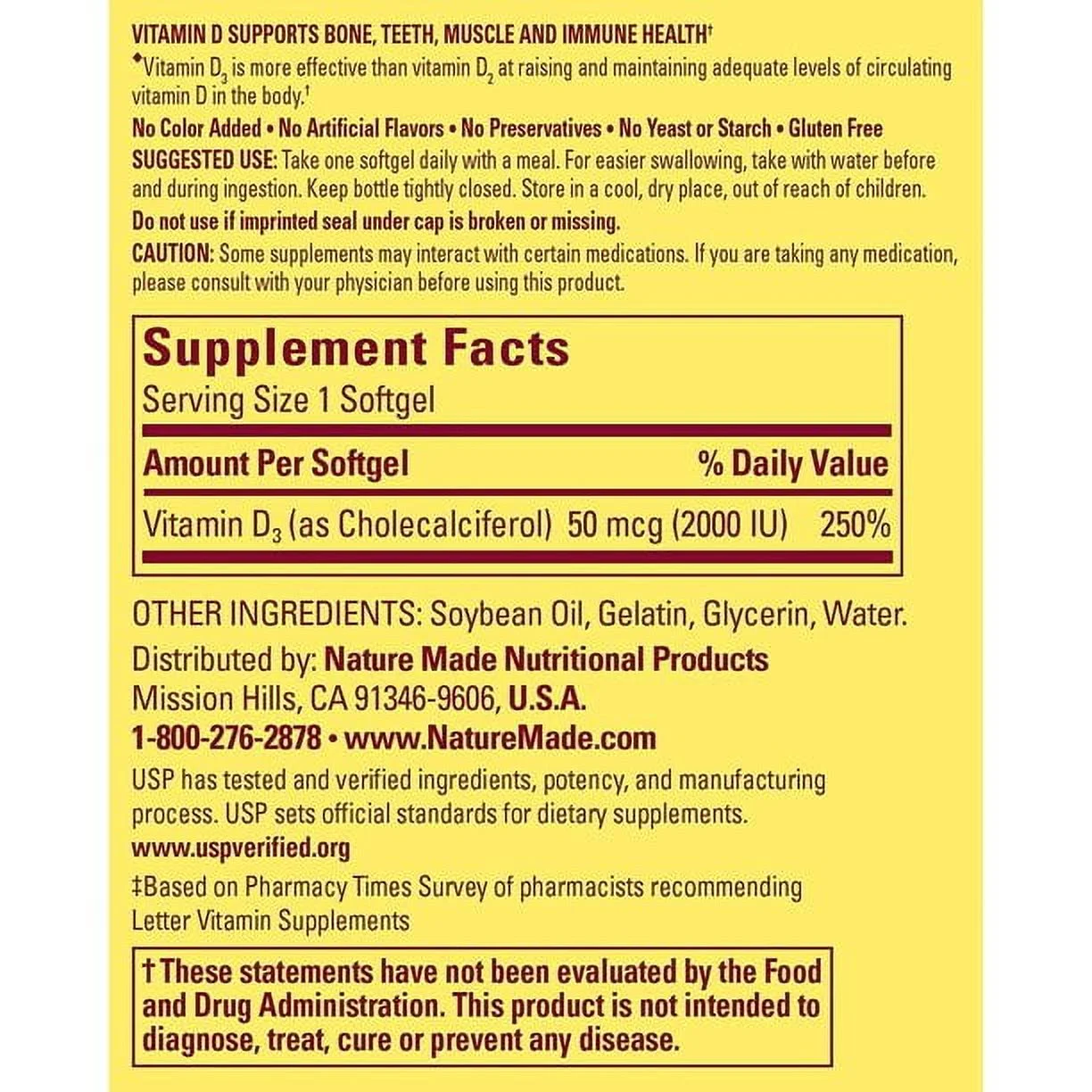 Nature Made D3 2000 IU Tablets 220 ea (Pack of 3)