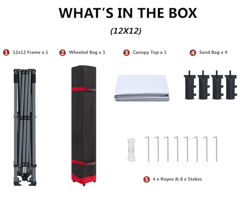 ABCCANOPY Pop Up Canopy - Outdoor Patio Portable Canopy Tent Heavy Duty for Backyard and Deck with 4 Sandbags(White, 10x10)