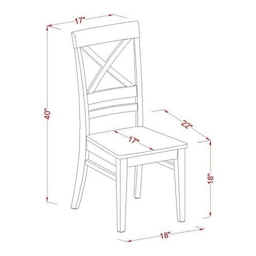 Quincy Kitchen Dining Cross Back Wooden Seat Chairs, Set Of 2, Black & Cherry