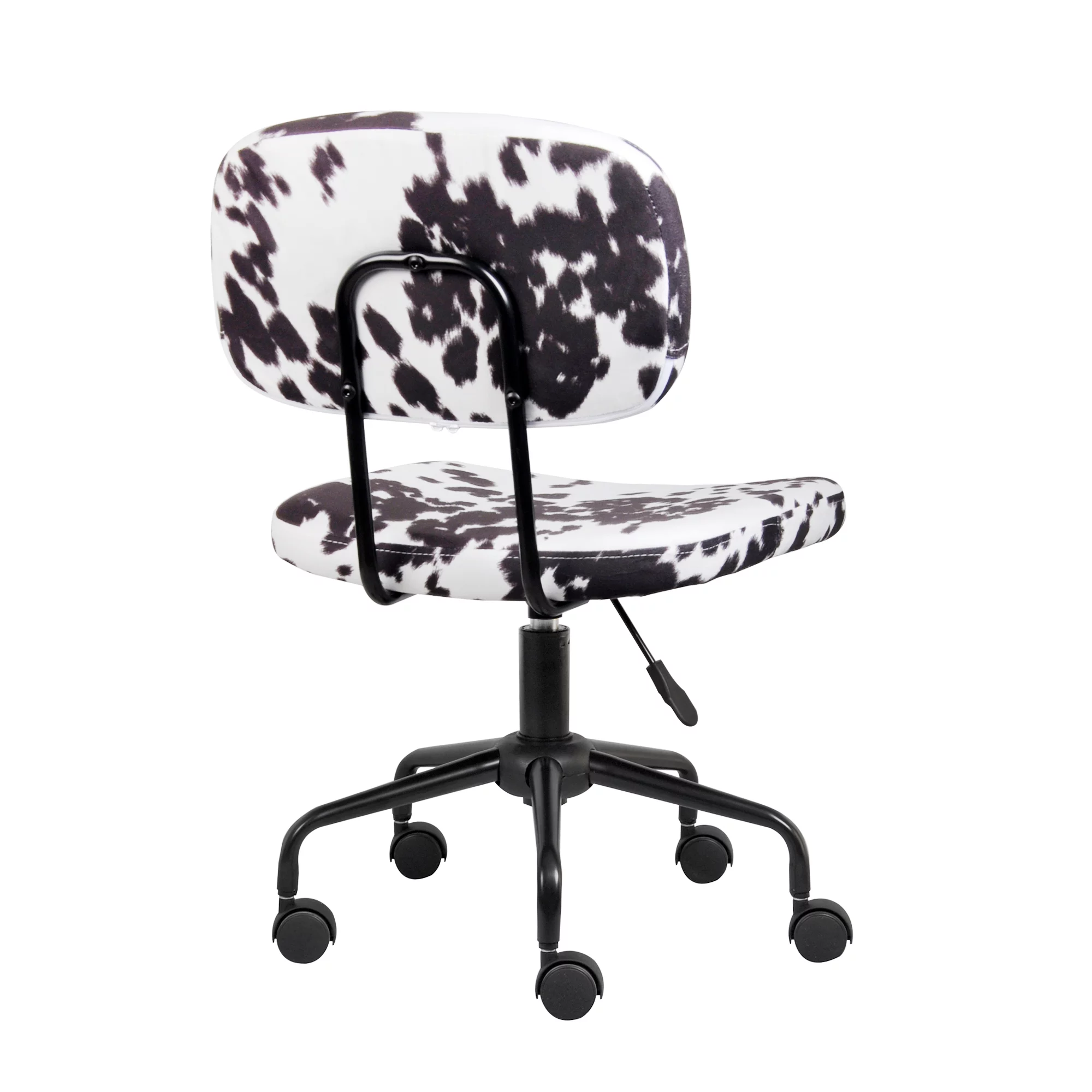 GIA Design Group Armless Swivel Holstein Cowhide Print Task Chair Black and White