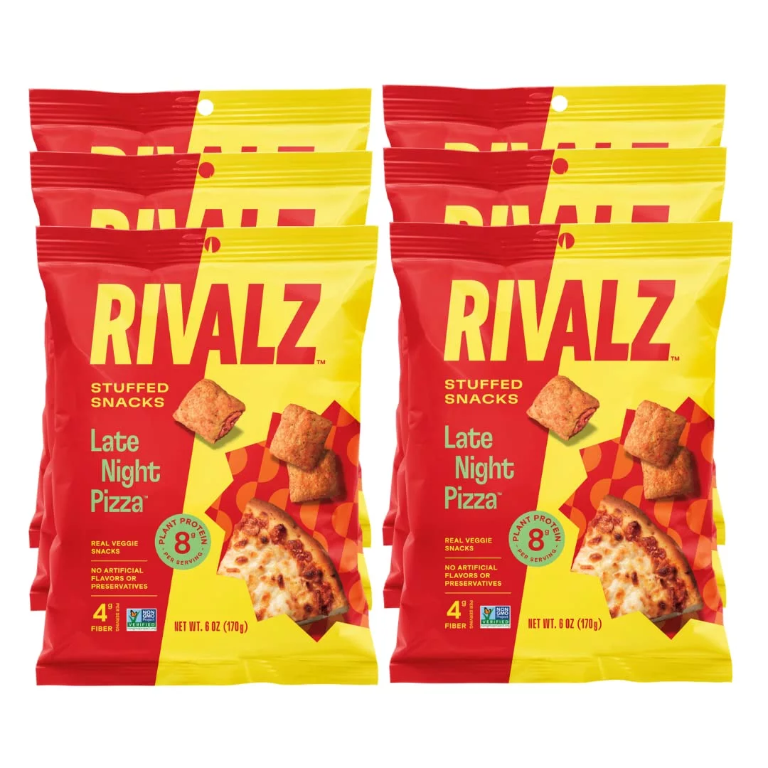 Rivalz Late Night Pizza Stuffed Snacks - Delicious & Nutritious Veggie Snack Bites - Vegan, Gluten Free, & Non-GMO - Zero Added Sugar and Plant-Based Protein - Healthy Snacks for Adults and Kids