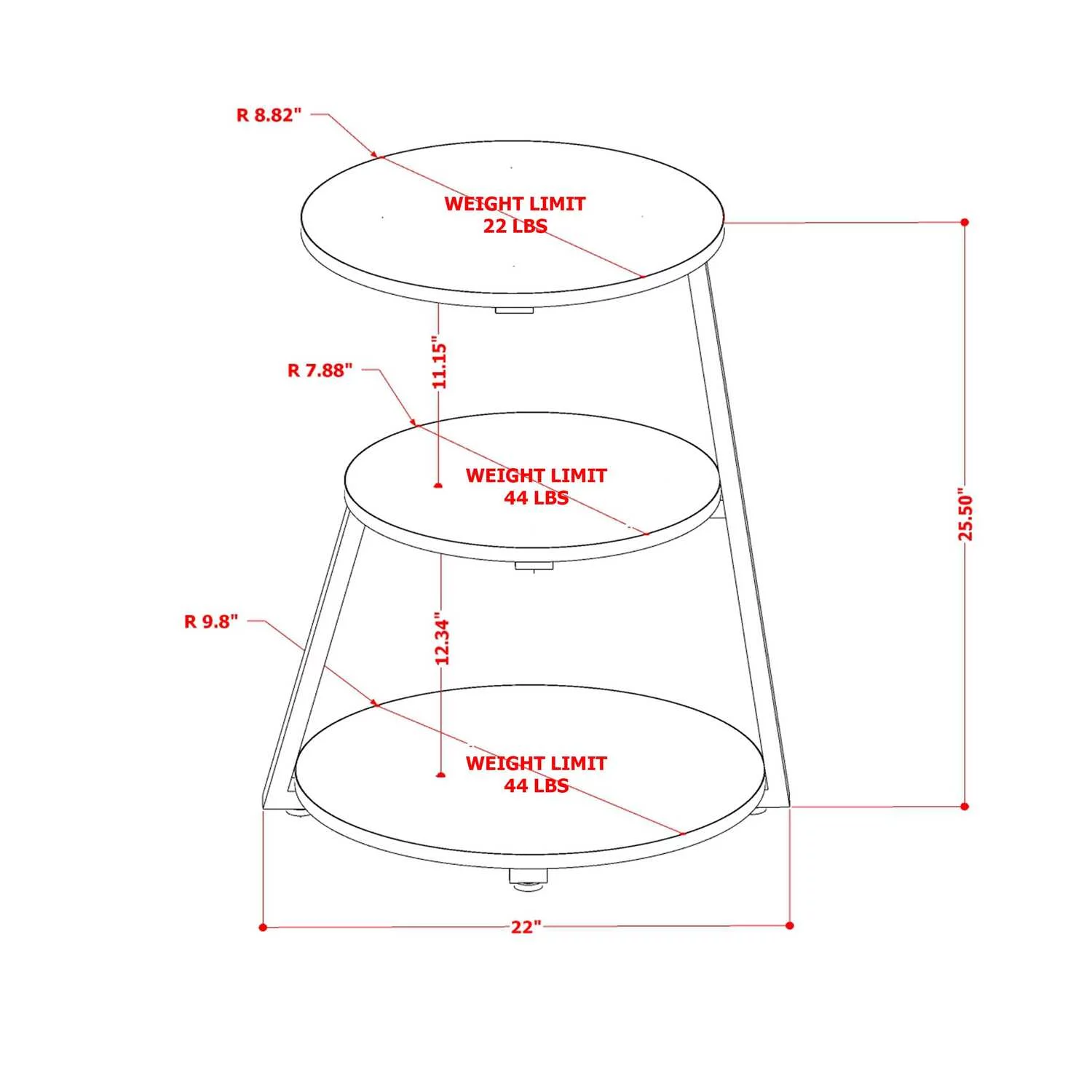 East West Furniture Driscoll Round Wooden and Metal End Table in Black/Oak