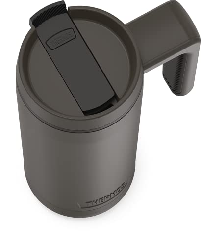 THERMOS ALTA SERIES Stainless Steel Mug 18 Ounce, Matte Steel/Espresso Black
