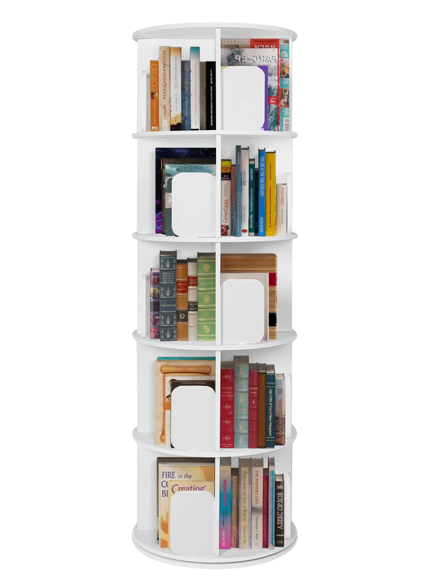 Uyoyous Rotating Bookshelf, 5 Tier 360 Degrees Corner Revolving Bookcase with 20 Shelves