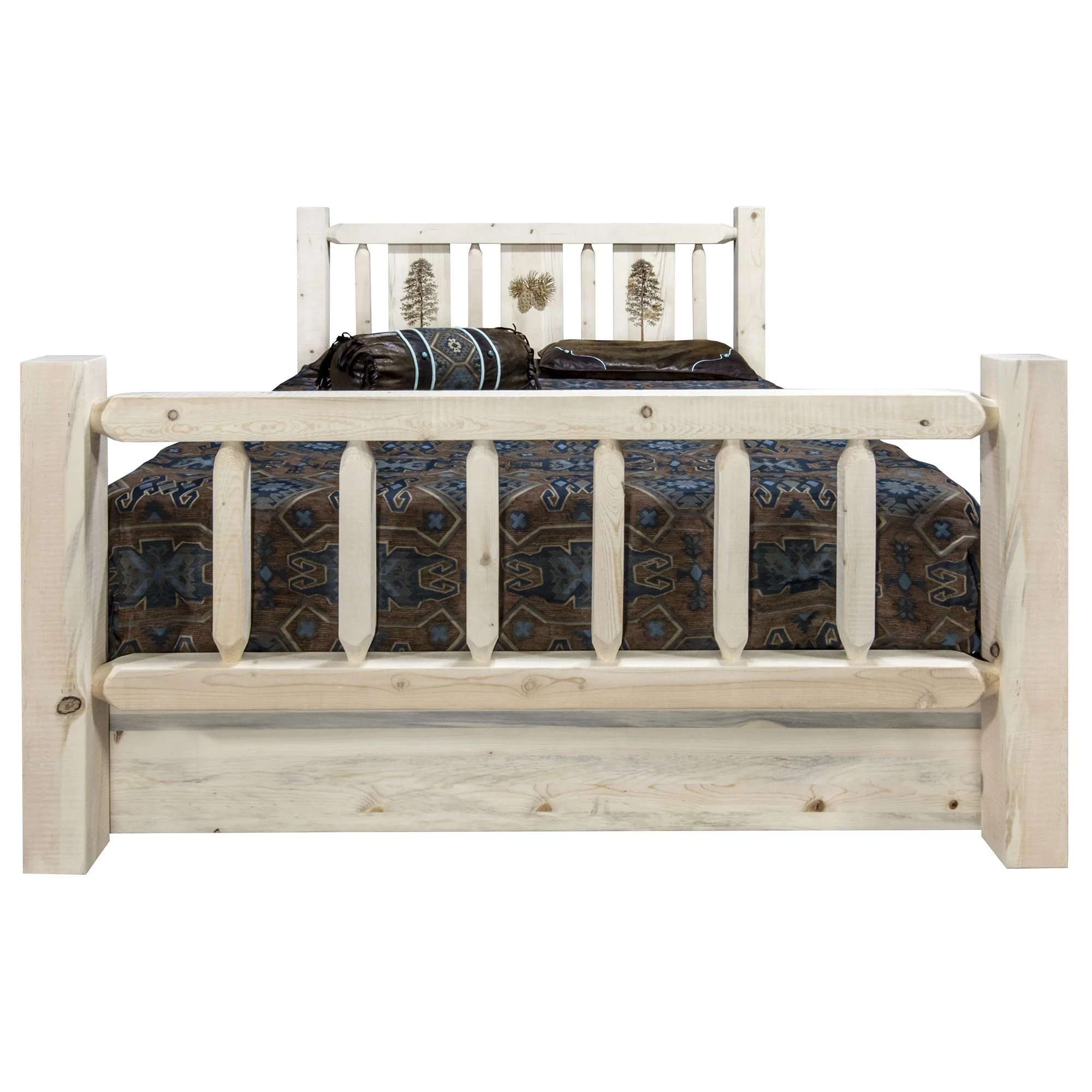Montana Woodworks Homestead Hand-Crafted Pine Wood Queen Storage Bed in Natural