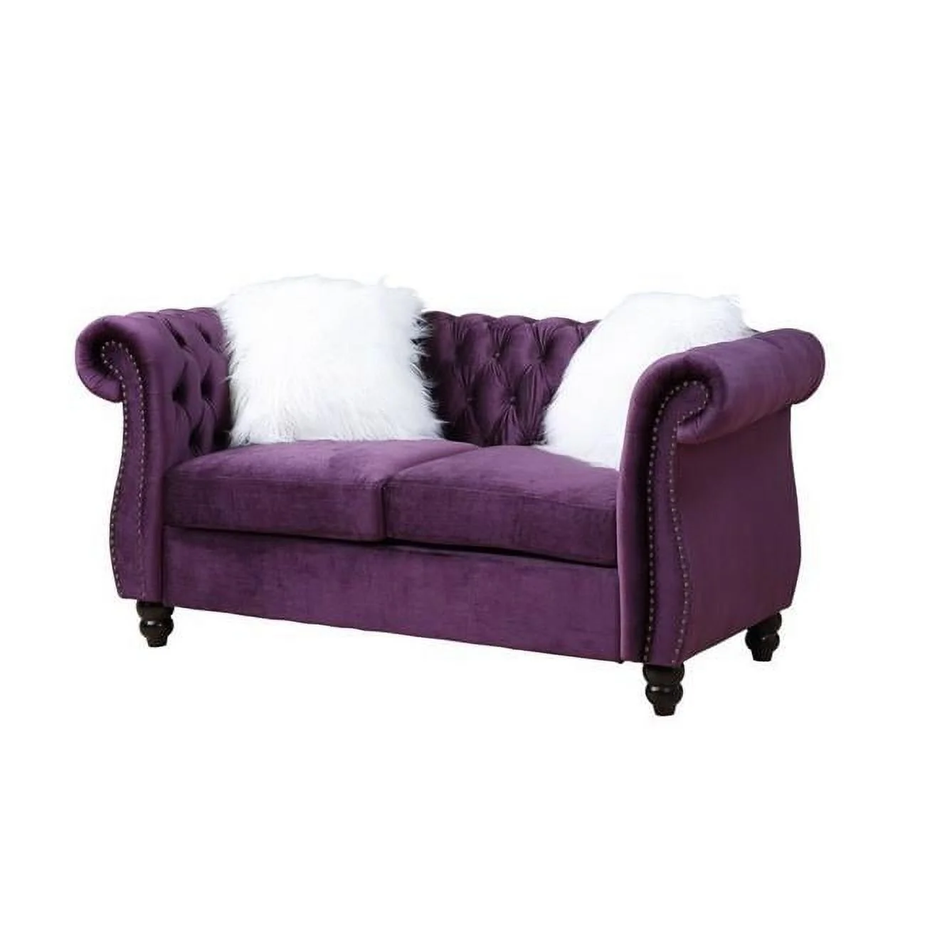 LV00341 - Loveseat w/2 Pillows, Purple Velvet - Thotton