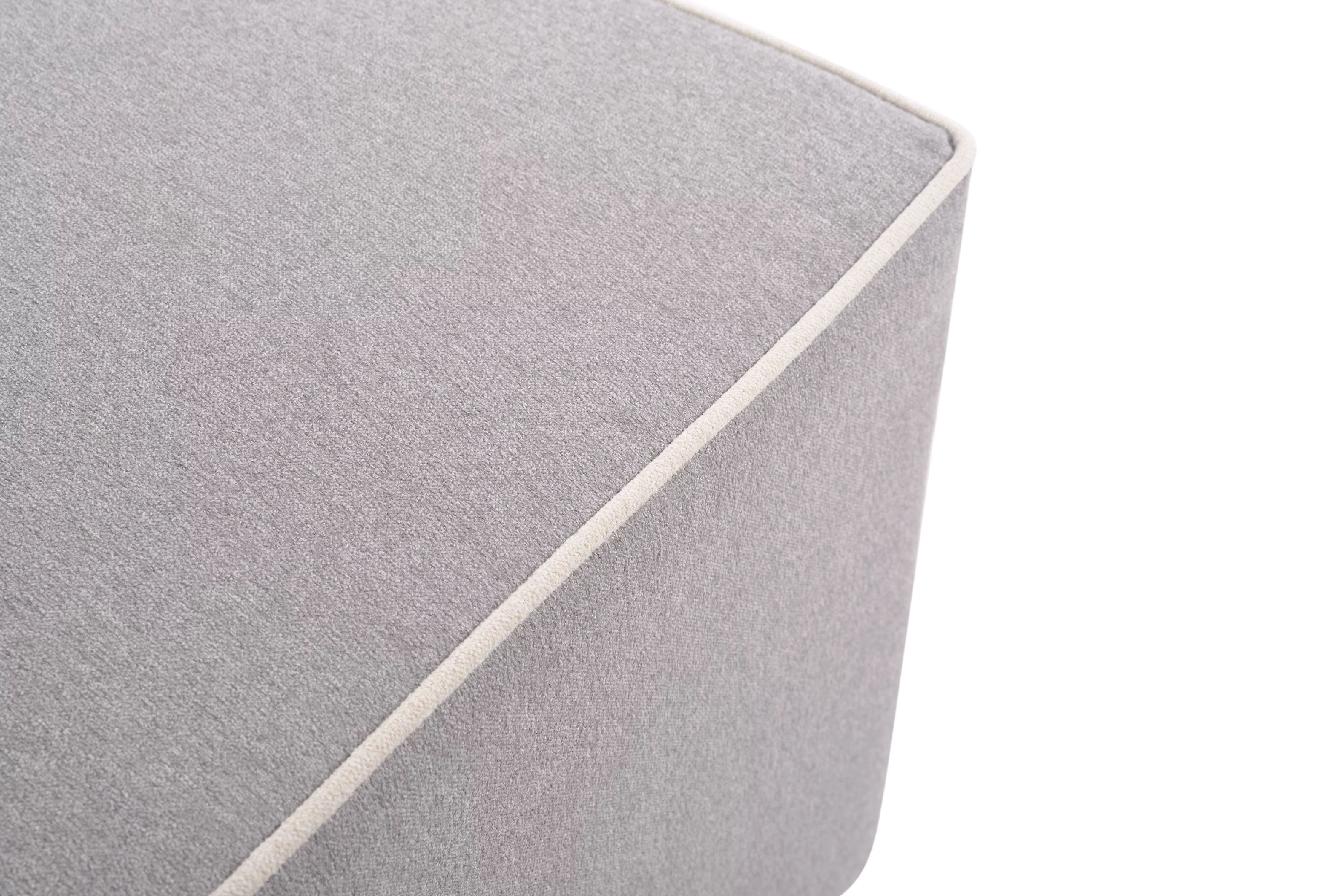 Davinci Universal Gliding Ottoman in Grey Finish with Cream Piping