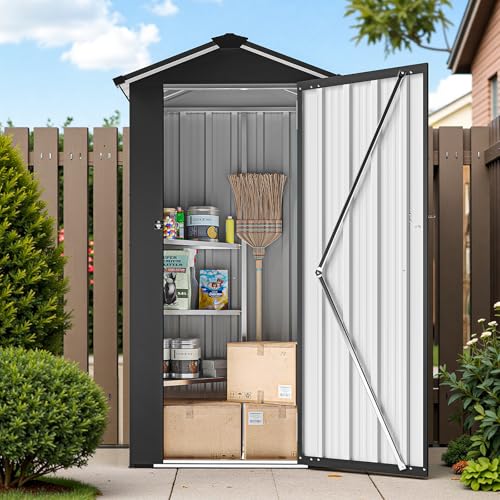 Osparple 10×8FT Resin Outdoor Storage Shed with Floor - All-Weather, Secure & Spacious PP Plastic Garden Sheds for Tools, Garbage & Bikes, Utility Heavy-Duty Sheds for Backyard, Lawn & Patio, Gray