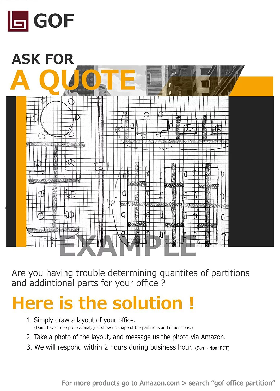 GOF Office Cubicle, Double 2 Stations 60D x 48W x 72H / Office Partition Wall Room divider Office Divider