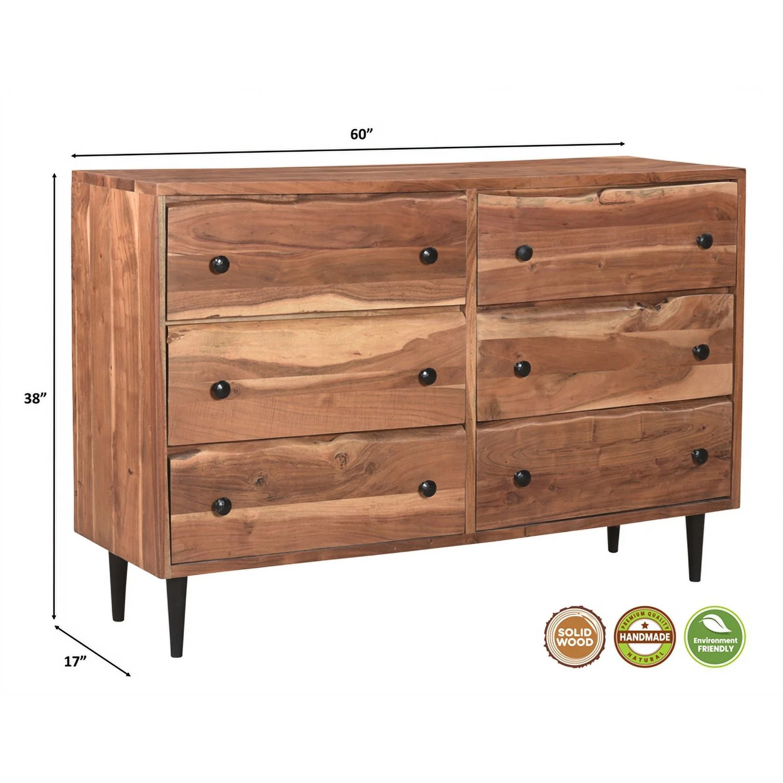 Taran Designs Harper 3-piece Solid Wood King Bedroom Set in Brown