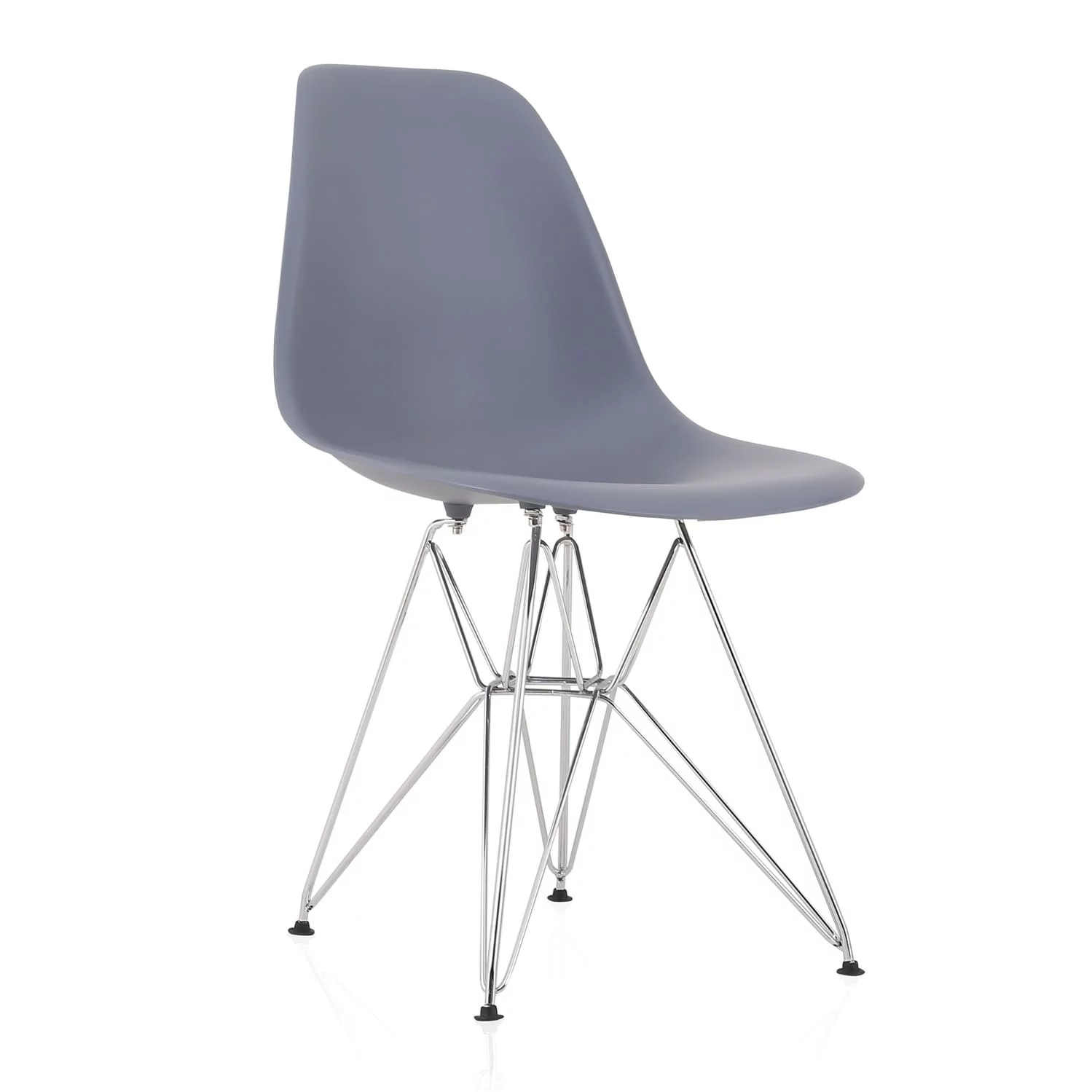 CozyBlock Dark Gray Molded Plastic Dining Side Chair with Steel Wire Eiffel Legs