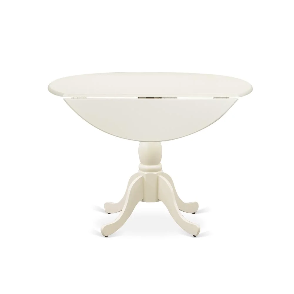 East West Furniture Dublin Wood Dining Table with Pedestal Legs in Linen White