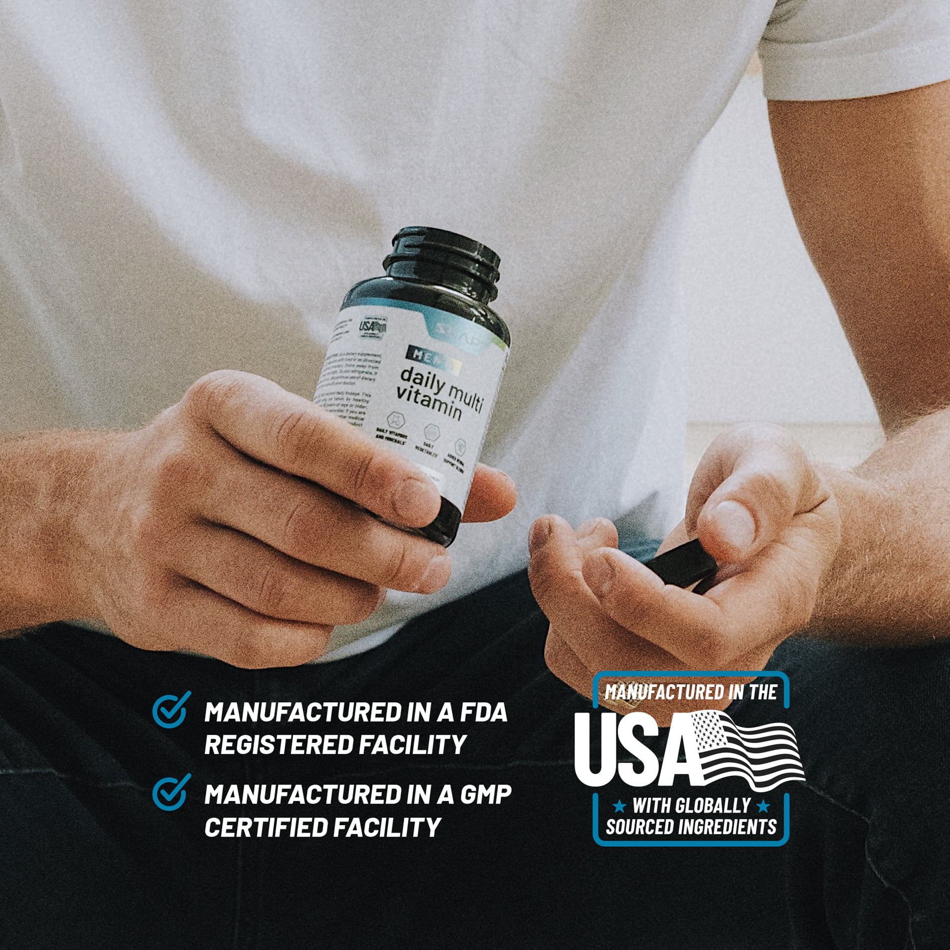 Snap Supplements Mens Daily Multi Vitamins - Mens Nourishing Health Blend - 60ct