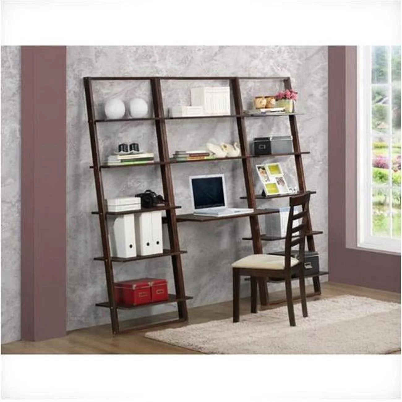 Arlington Wall Shelf with Desk - Dark Cappuccino