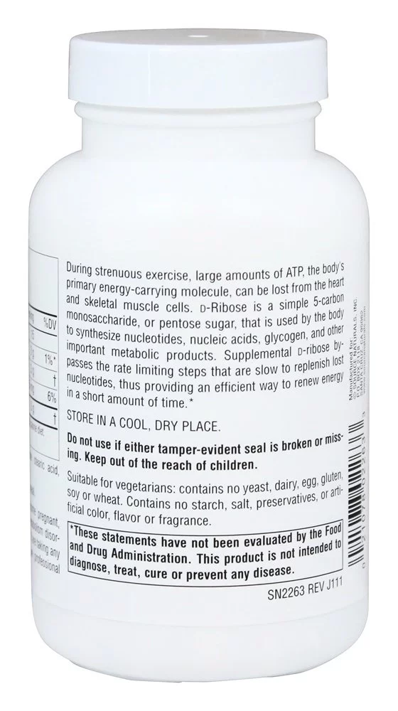 Source Naturals - D Ribose Powder 1000 mg. - 90 Tablets