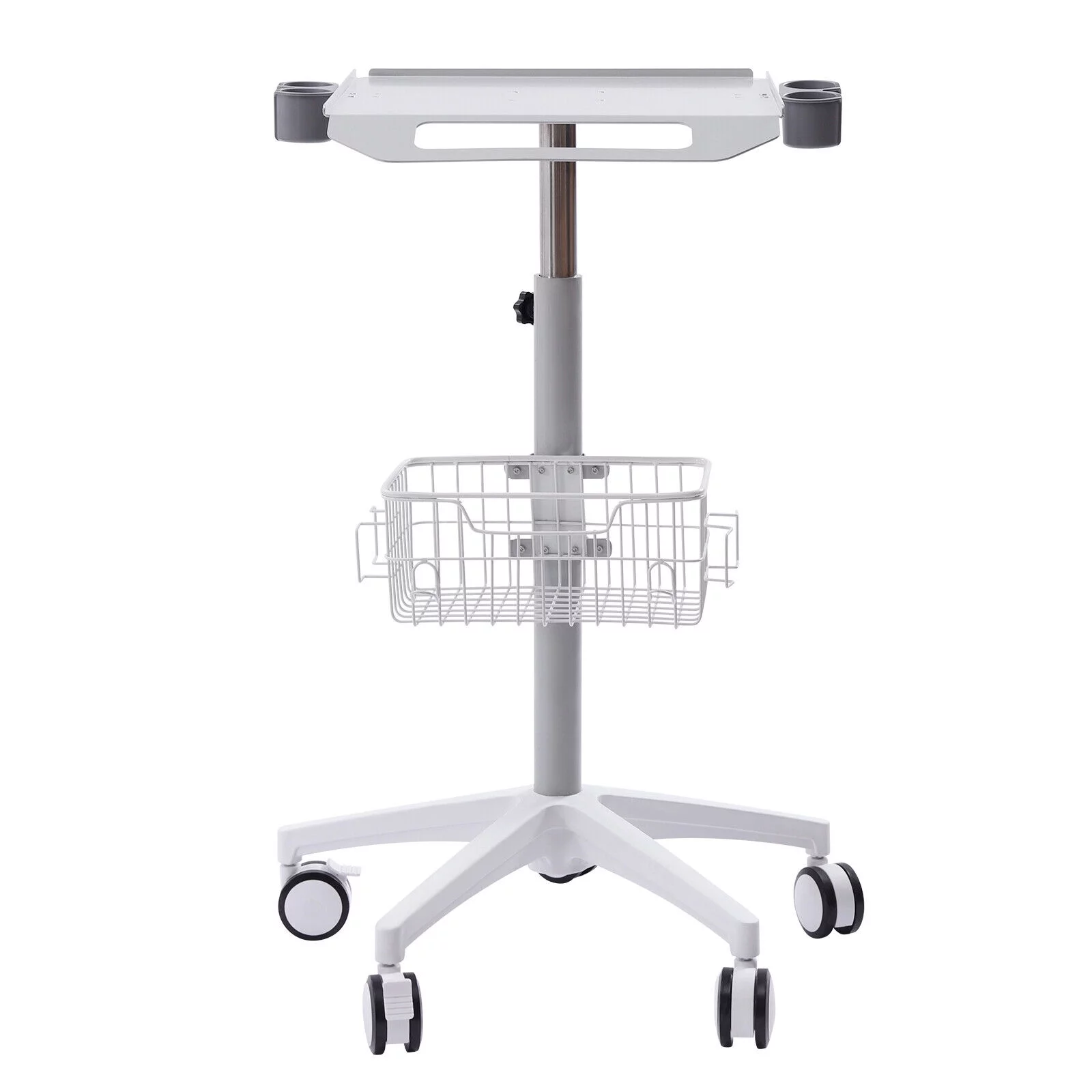 ZhdnBhnos Medical Mobile Trolley Cart Rolling Cart with Wheels & Basket 33.46-43.71in Height Adjustable 55.12LBS Load Capacity