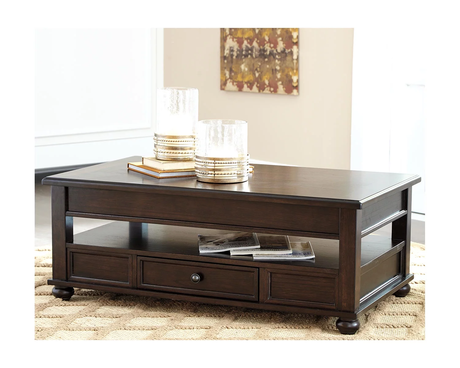 Signature Design by Ashley Casual Barilanni Coffee Table with Lift Top Dark Brown