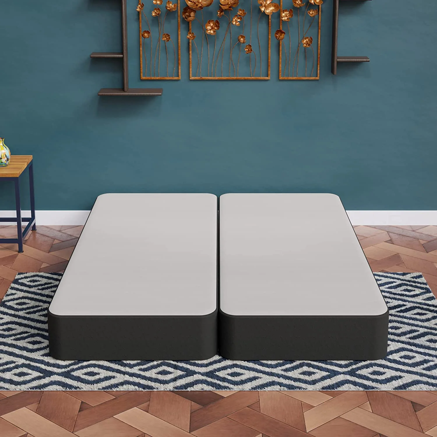 YGDU Wood Split Low Profile Traditional 4-inch Fully Assembled Foundation Set-Strong Structure – Luxurious Durable Bedding Queen Mattress Box Springs – Black