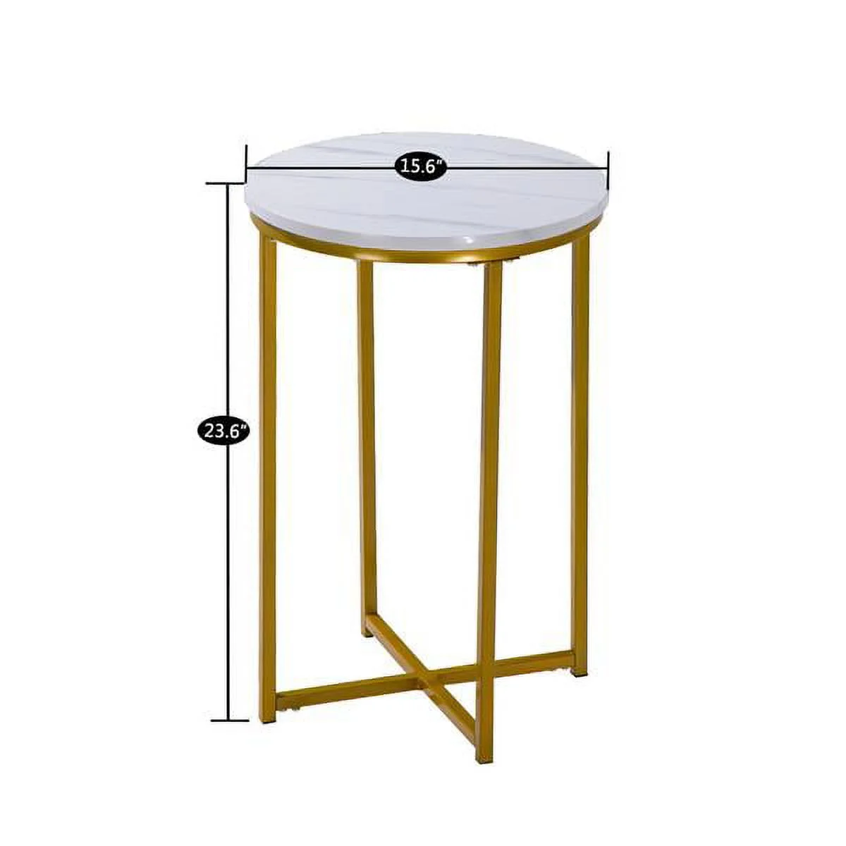 Wulawindy End Table Snack Side Table Single-Layer Round Marble Coffee Table White 15.6