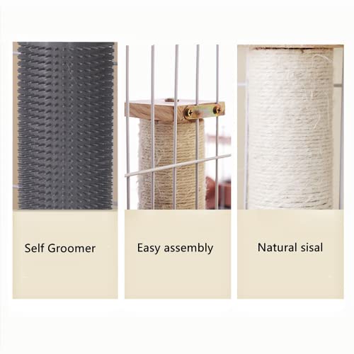 SHENGOCASE 2-Pack Cat Scratching Post for Crate Cage, Cage Mounted Scratching Post with Self Groomer and Massager, Cat Kennel Playpen Accessories