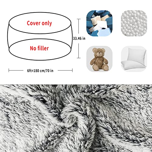 (No Filler) Bean Bag Chair Cover Without Filler,Big Round Soft Fluffy PV Velvet Washable Bean Bag Lazy Sofa Bed Cover for Adults,Living Room Bedroom Furniture Outside,5ft Dark Grey