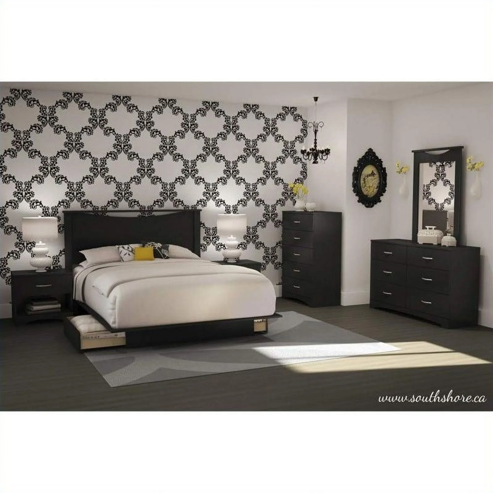 Home Square 2-Piece Set with 5-Drawer Chest and 6-Drawer Double Dresser