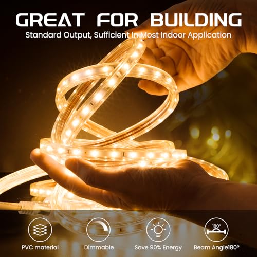 CBconcept 30 FT Pink 120V Custom Cut SMD3528 LED Light Strip Flexible, Durable, Ambient, Commercial Construction Contractor Preferred, DIY Projects, Built to Last