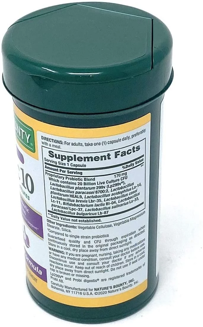 Nature's Bounty Ultra Strength Probiotic 10, Support for Digestive, Immune and Upper Respiratory Health, 70 Capsules