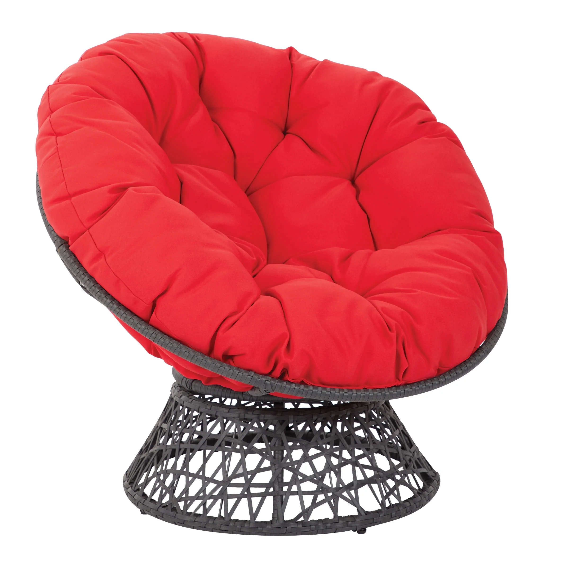 OSP Home Furnishings Papasan Chair with White cushion and Black Frame
