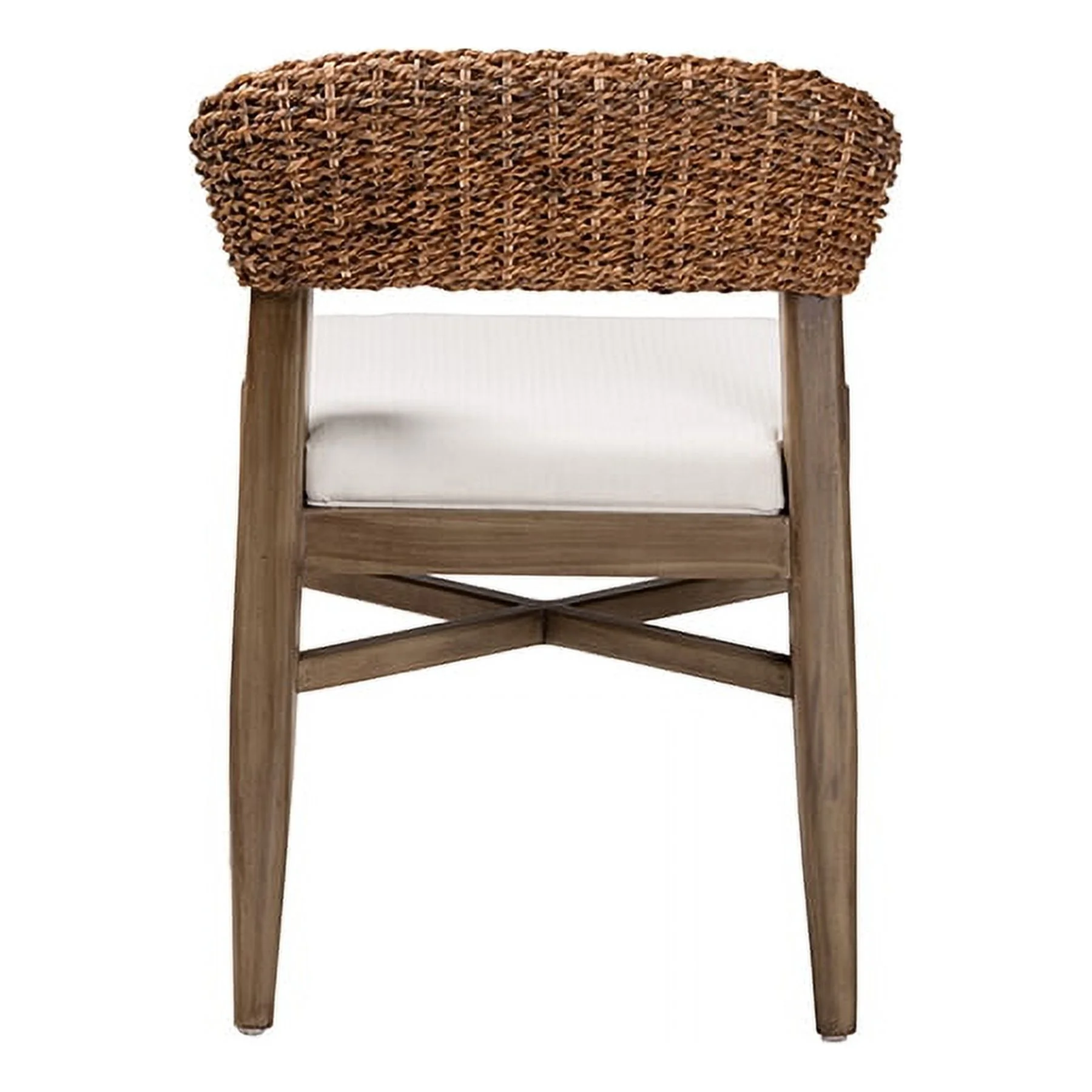 Baxton Studio Chloe Modern Bohemian Walnut Brown Finished Mahogany Wood and Natural Rattan Dining Chair