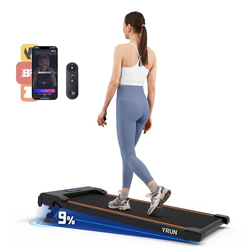 Walking Pad Under Desk Treadmill, 2.5HP Quiet Brushless Small Treadmill for Home and Office, Compact Portable Walking pad with Remote & App Control for Walking and Jogging
