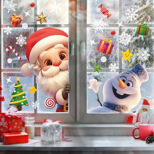 Extra Large Snowflakes Window Clings, Giant White Christmas Window Decorations for Glass Windows, Winter Wonderland Window Stickers Decals for Frozen Theme Party New Year Supplies Indoor