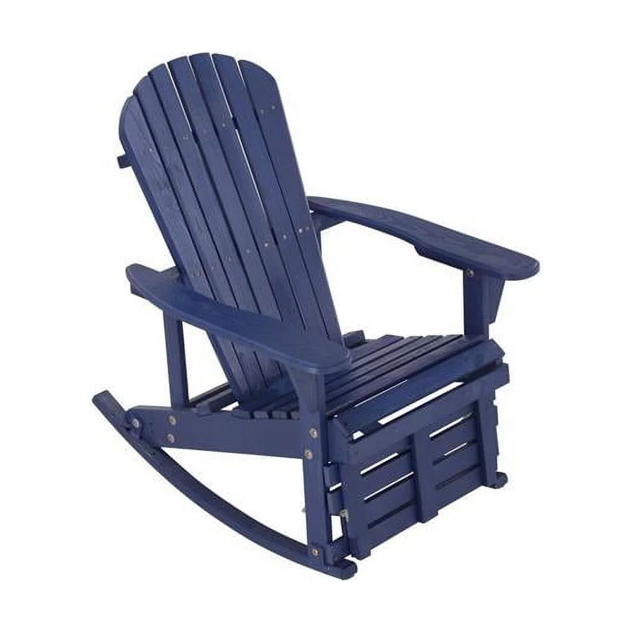 Zero Gravity Collection Adirondack Rocking Chair with Built-in Footrest, Navy Blue