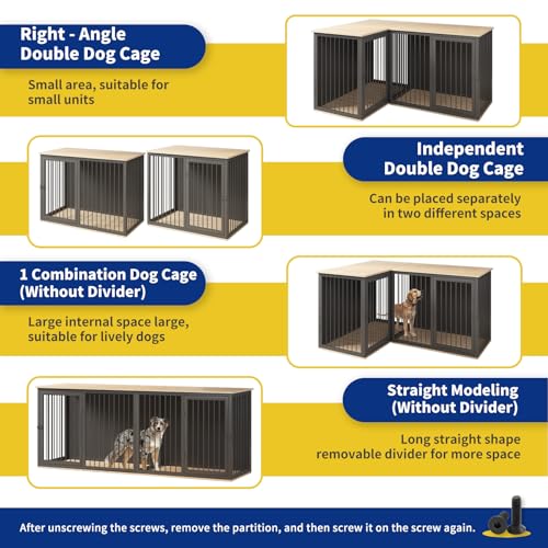 Dog Crate Furniture for 2 Dogs, 79.1