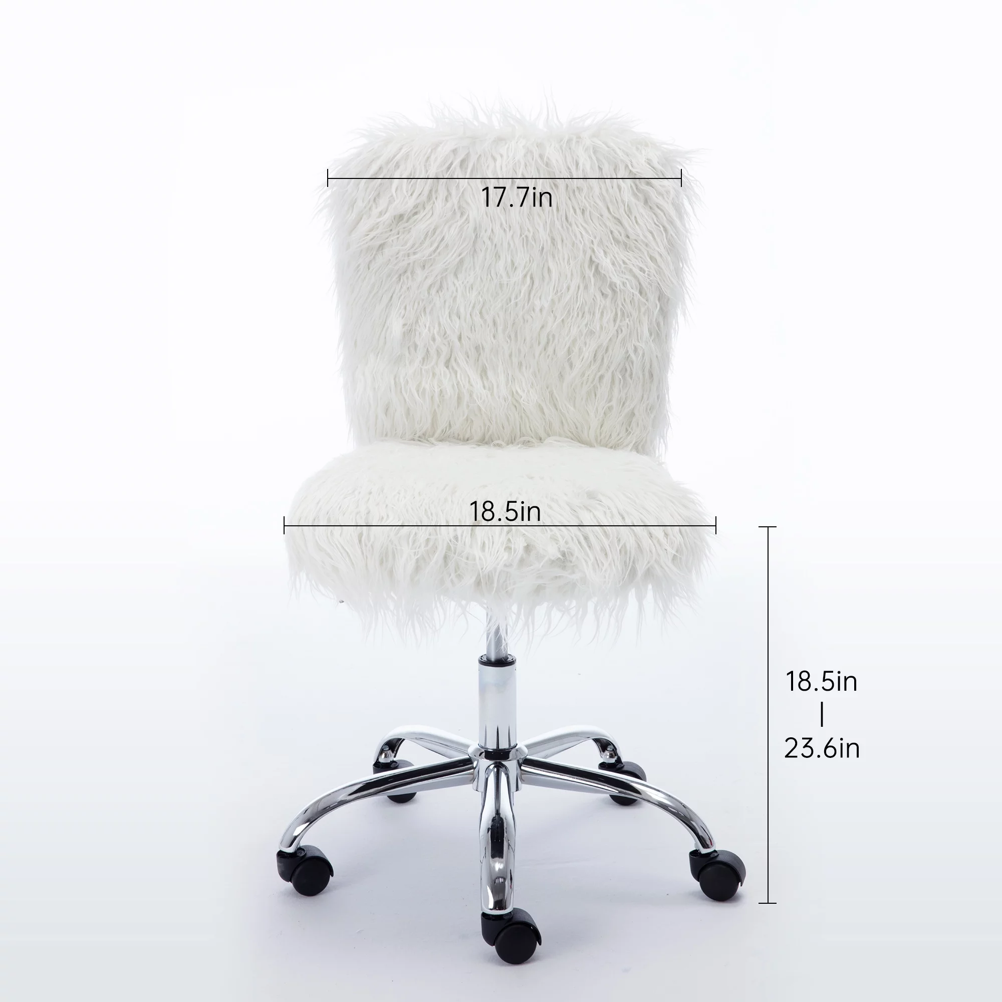Mefine Vanity Armless Office Chair, Makeup Vanity Fluffy Chair,White