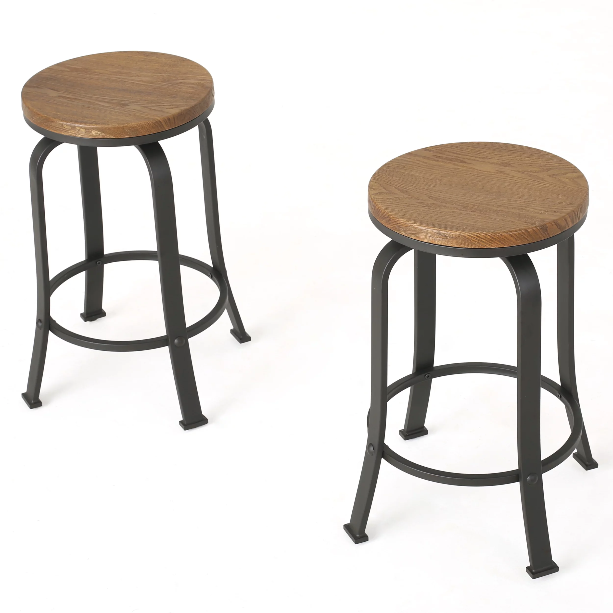 Noble House Salome Natural Wood Swivel Counter Stool (Set of 2)