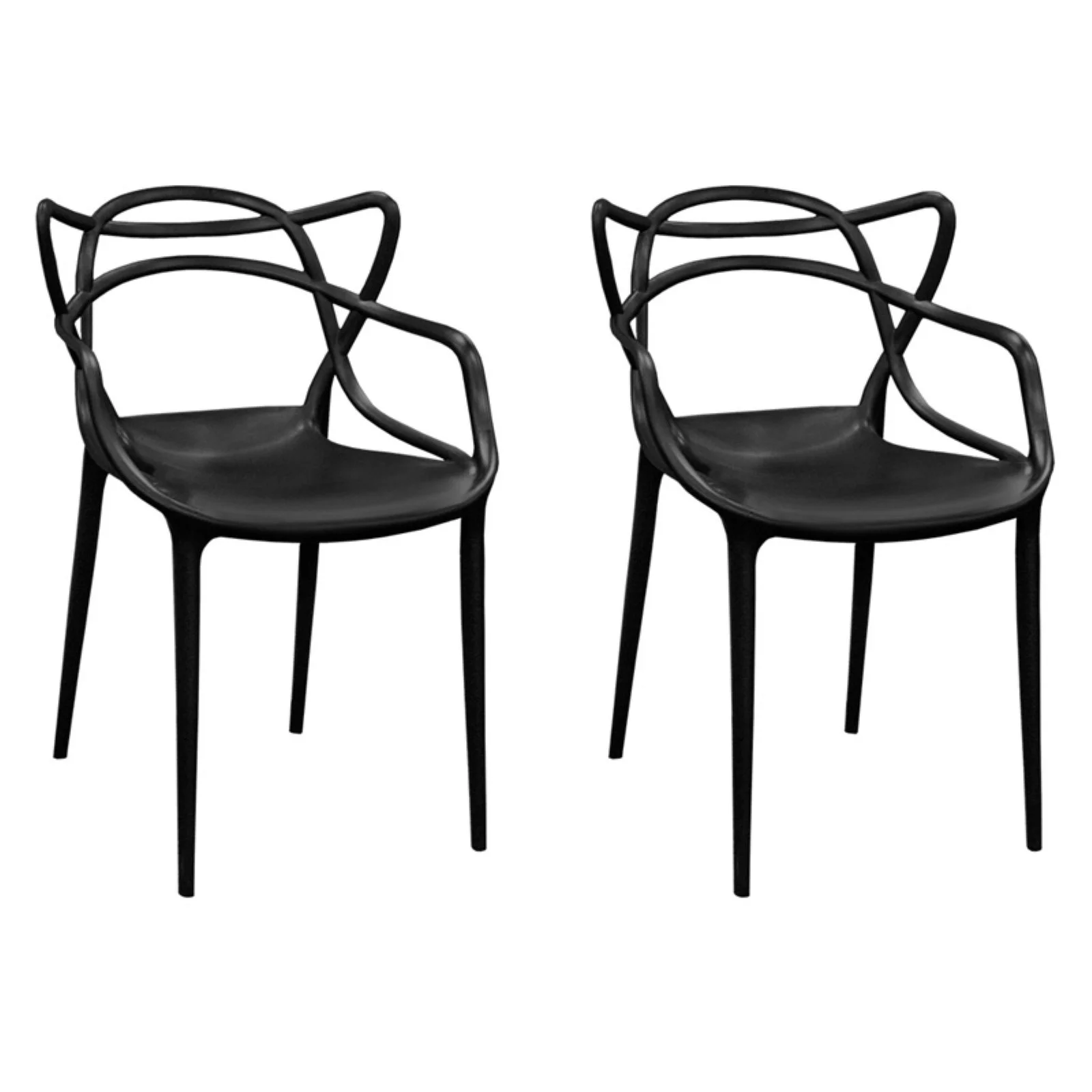 Mod Made Mid Century Modern Molded Plastic Loop Dining Side Chair- Set of 2-Color:Yellow