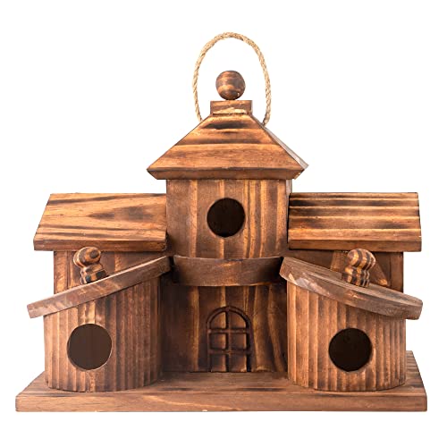 Bird Houses for Outside,Outdoor 5 Hole Bird House Room for 5 Bird Families Bluebird Finch Cardinals Hanging Birdhouse for Garden