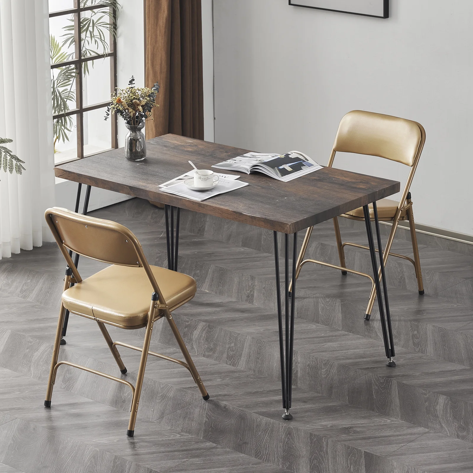 2 Pack Metal Folding Chairs with Padded Seat and Back, for Home and Office, Indoor and Outdoor Events Party Wedding