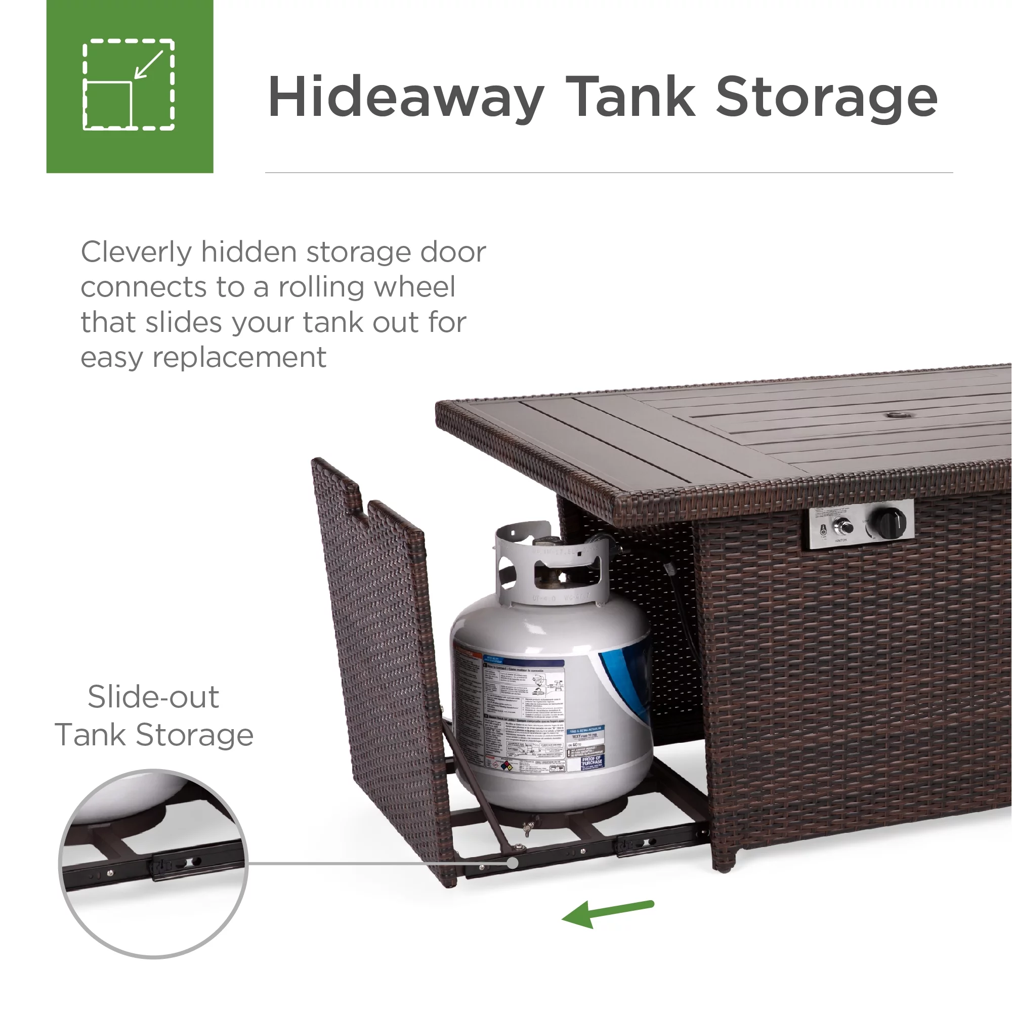 Best Choice Products 52in Wicker Propane Gas Fire Pit Table 50,000 BTU w/ Glass Wind Guard, Tank Holder, Cover - Brown