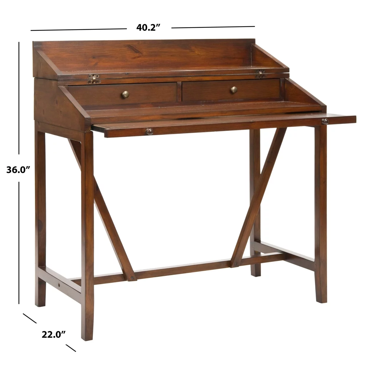 SAFAVIEH Wyatt Writing Desk With Pull-Out Table Teak