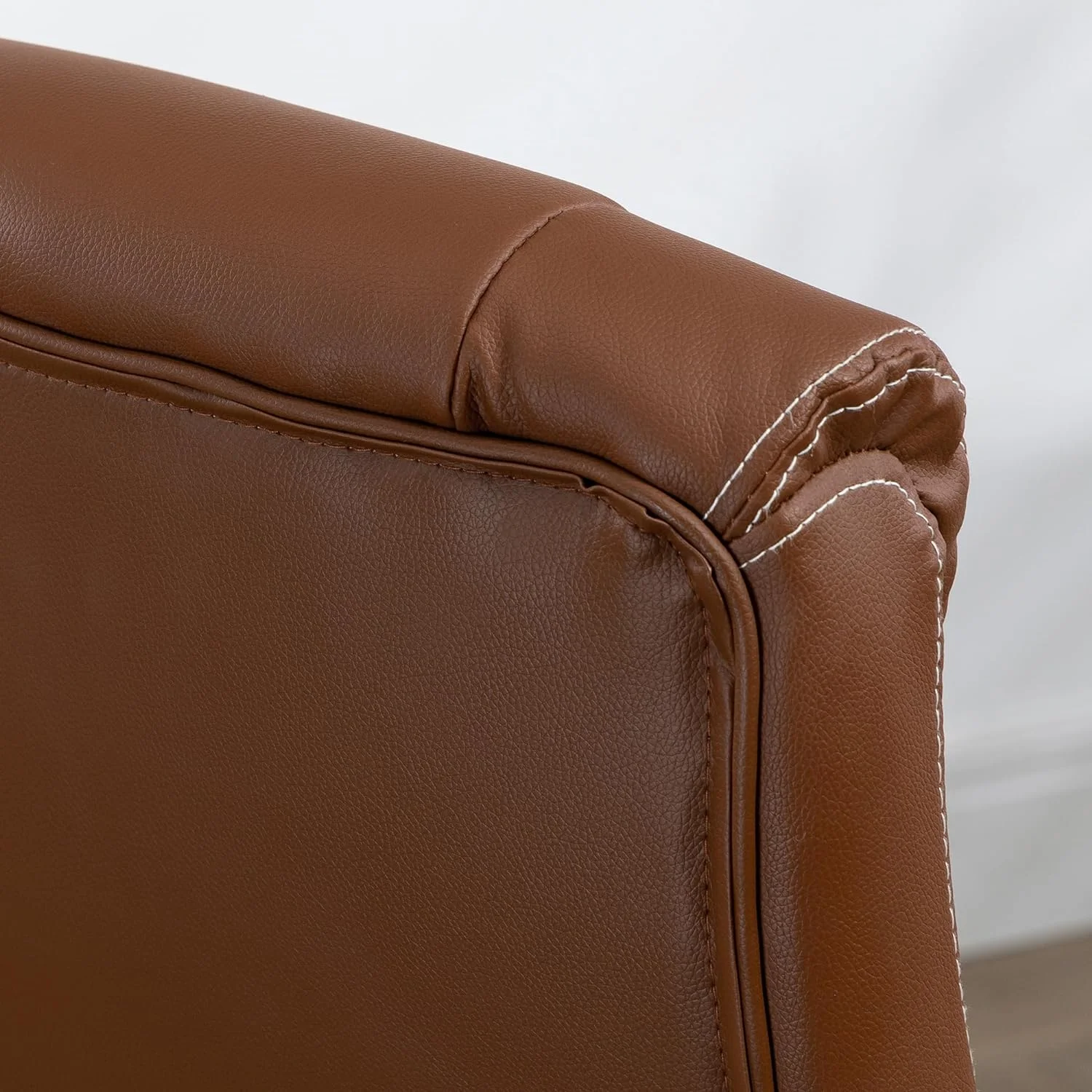 Executive Massage Office Chair With 6 Vibration Points, Heated Faux Leather Computer Desk Chair With -Up Armrest, Adjustable Height, Swivel Wheel, Brown