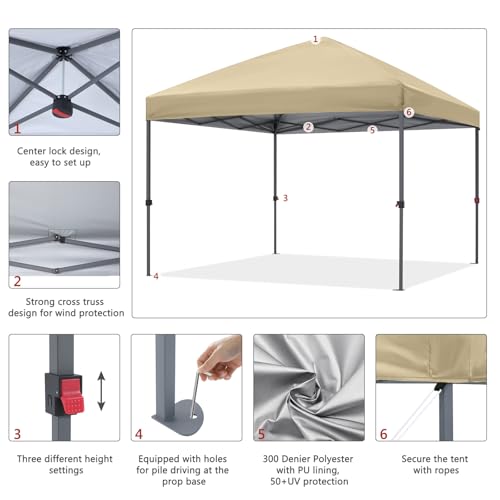ABCCANOPY Pop Up Canopy - Outdoor Patio Portable Canopy Tent Heavy Duty for Backyard and Deck with 4 Sandbags(White, 10x10)