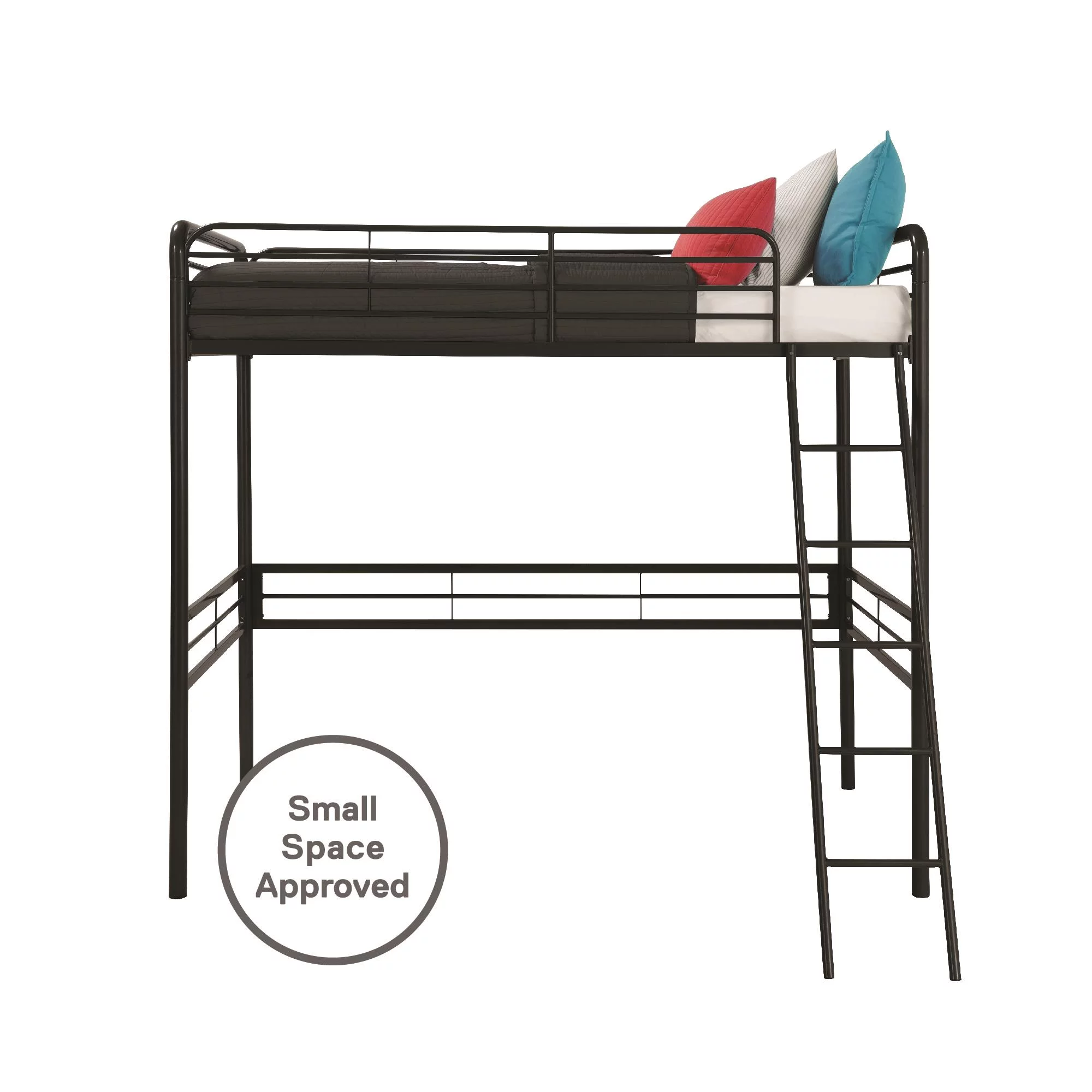 DHP Tommy Twin Metal Loft Bed, Black