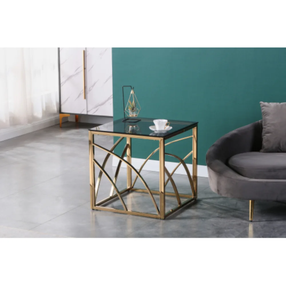 Glass End Table Gold Small Coffee Table Sofa Table