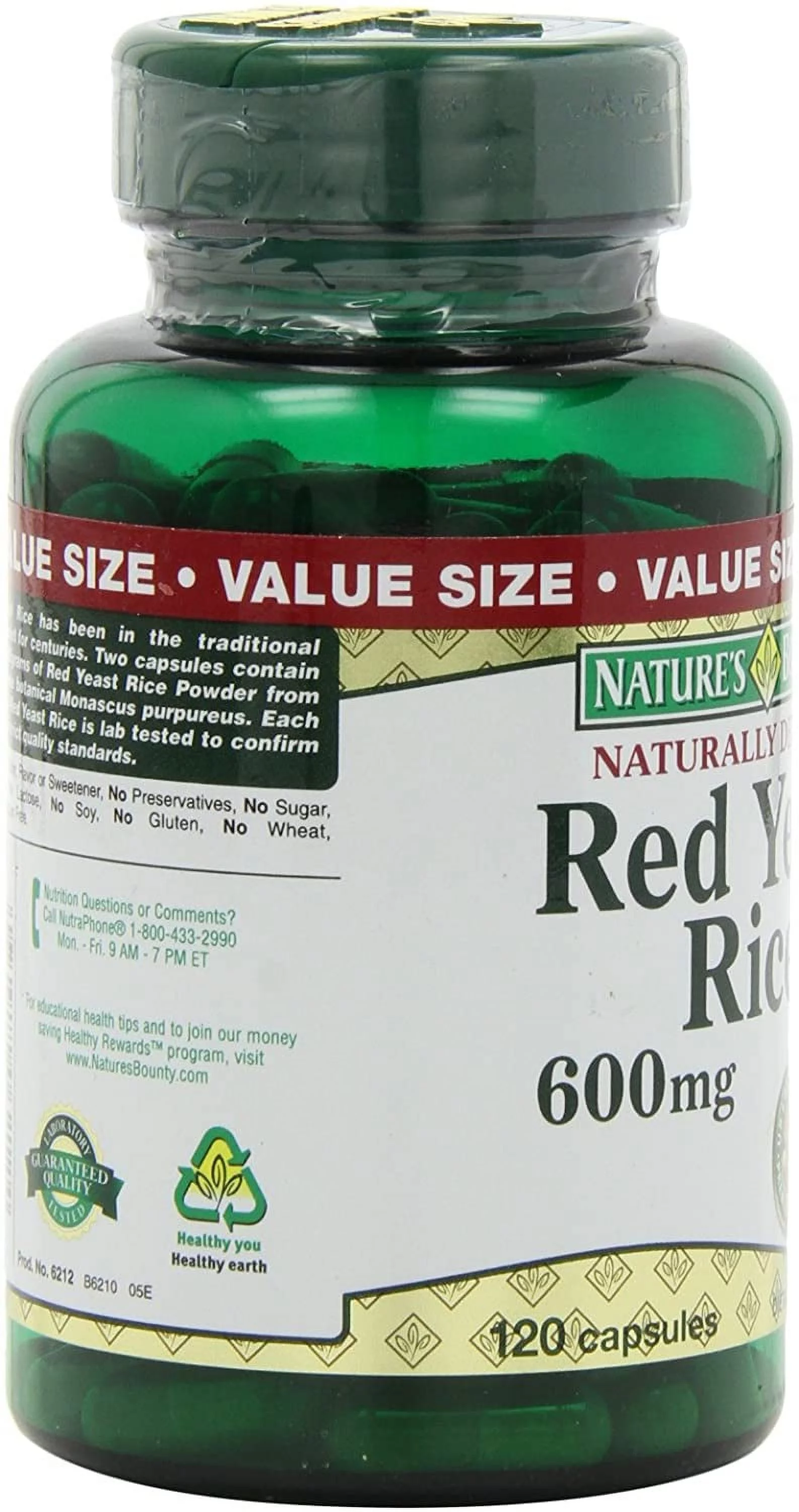 Nature's Bounty Red Yeast Rice 600mg 120 Capsules (Pack of 6)