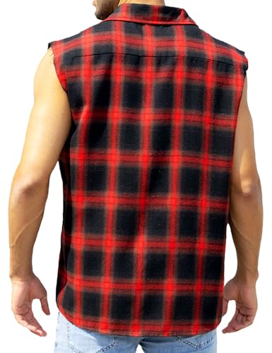 Men's Sleeveless Flannel Shirt - Plaid Design for Summer Wear Casual Button-Down Vest Shirts